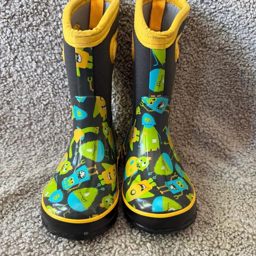NWOB Bogs Kids Monster Print Cold Weather Rain Snow Waterproof Boots Sz US 10